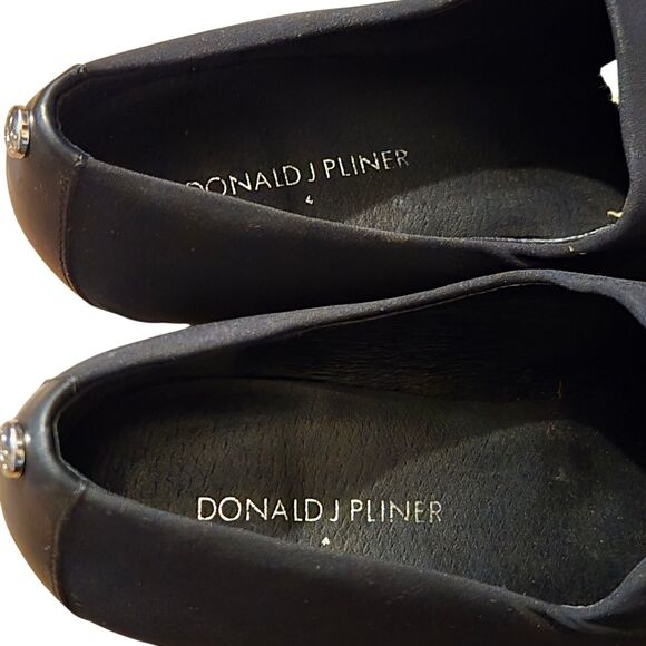 Donald Pliner Maddy Wedges 9M Block Heel Crepe Elastic Baby Calf Stretchy - Picture 6 of 10